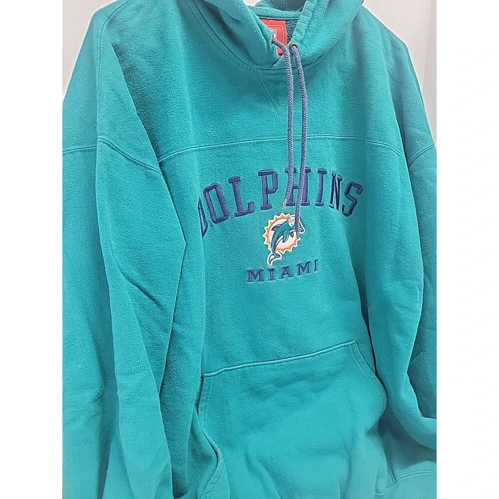 Vintage Miami Dolphins Hoodie Sweatshirt Green  XXL‎ 90s Y2K NFL
